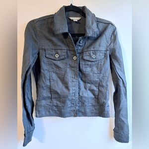 Tommy Bahama 100% Linen Cropped Jacket - Women’s XS - Gray Raw Hem